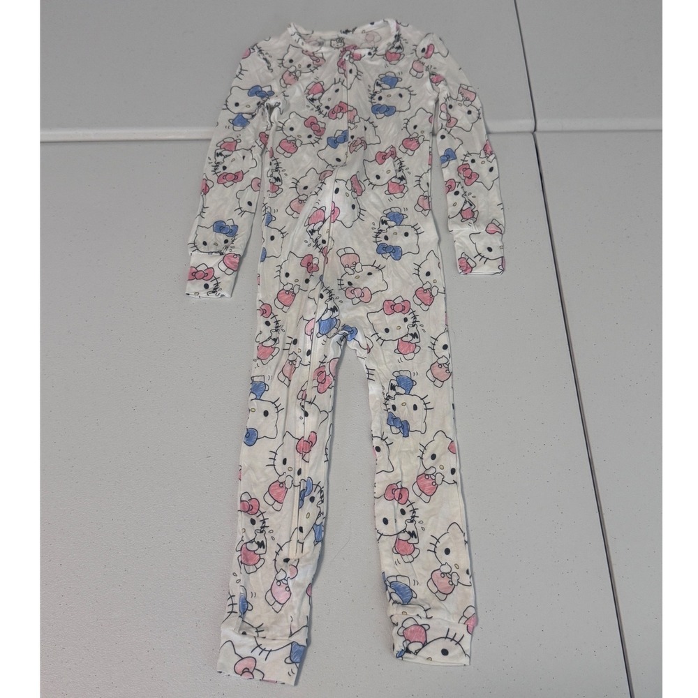 Hello Kitty Sanrio‎ Girls 4T Viscose Spandex Zipper Pajama Sleeper Romper L3